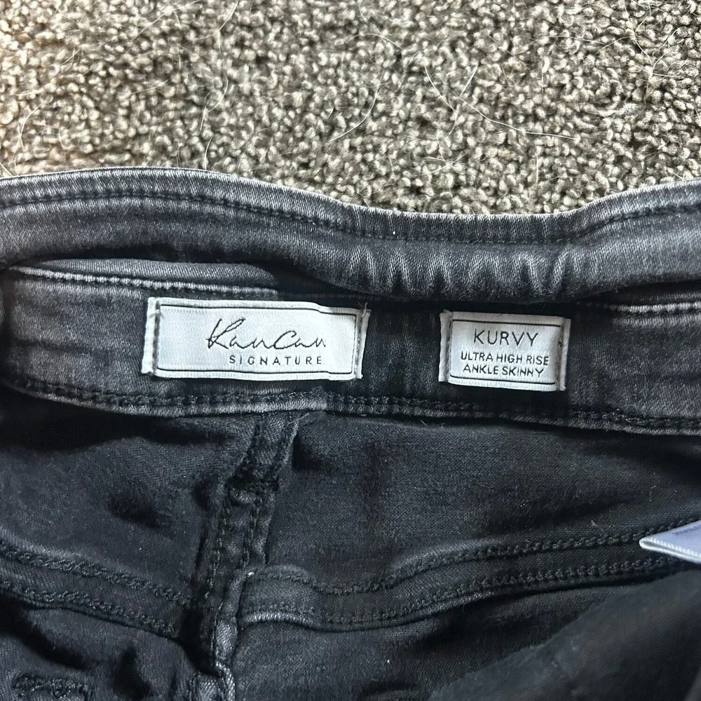 KanCan Skinny Jeans Womens 27 Black Excellent Distressed Kurvy Ultra High Rise